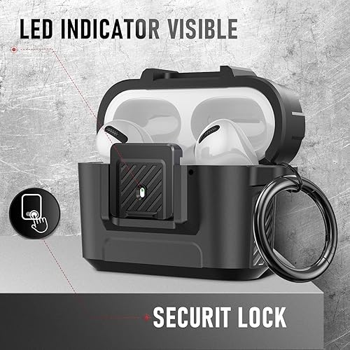 Miniatura 6 de Youtec Funda para Airpods Pro para hombres con cerradura serie armadura militar de cuerpo completo AirPod Pro con llavero Cool Air Pod Pro funda