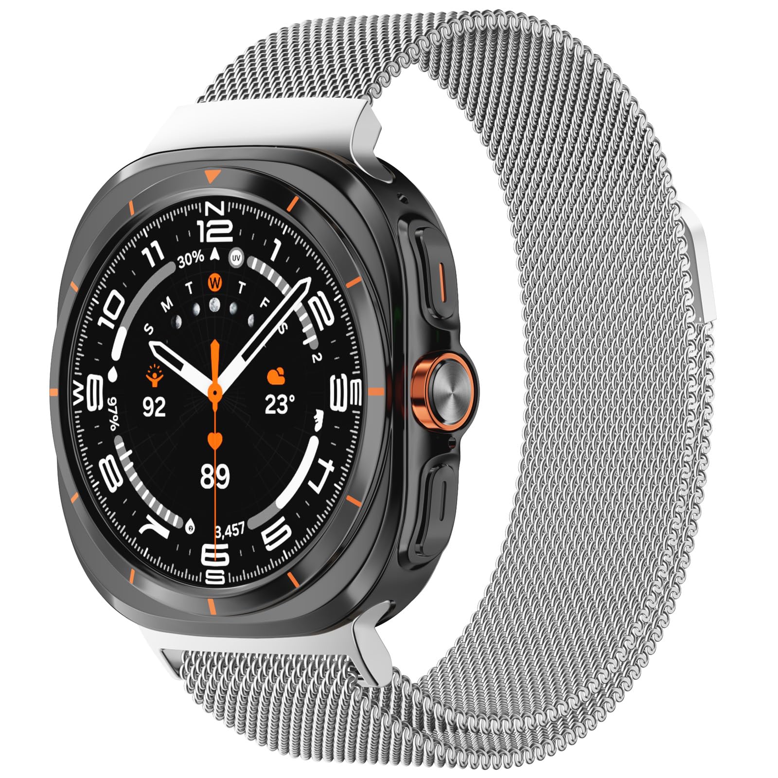 JKD Metal Band Compatible with Samsung Galaxy Watch Ultra Bands 47mm (2024), Stainless Steel Mesh Loop Magnetic Clasp Wristbands Replacement Women Men for Samsung Galaxy 7 Ultra Watch