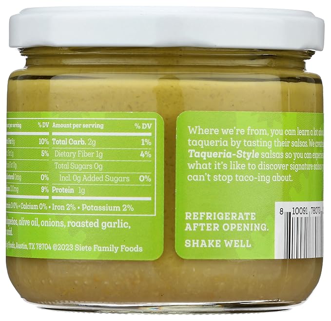 Salsa Cremosa de Jalapeño Siete Family Foods, 10.5 Onzas miniatura 2