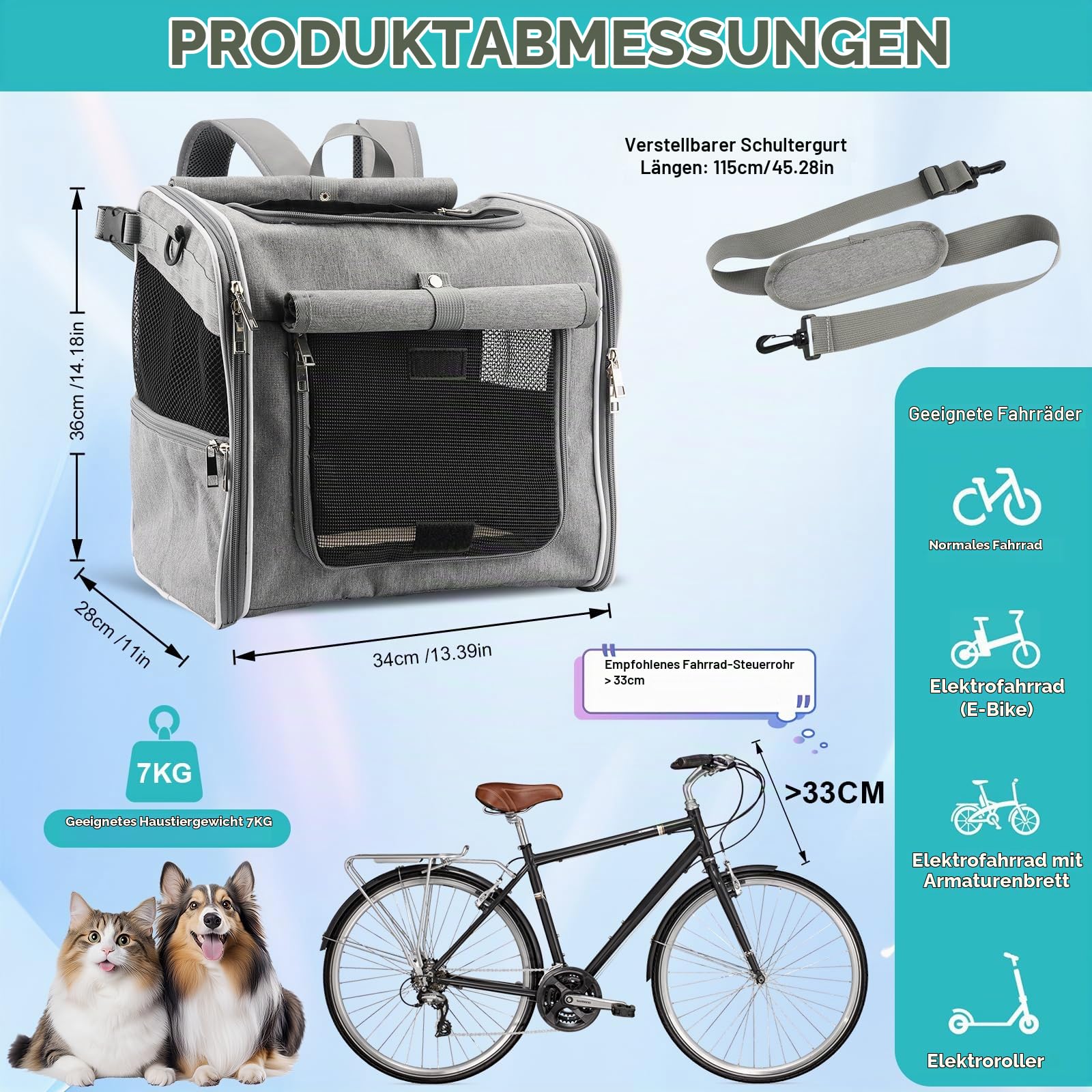 Haiou Hundefahrradkorb Vorne bis 7 kg – Stabiler Fahrradkorb für Hunde, Nicht für E-Bikes geeignet
