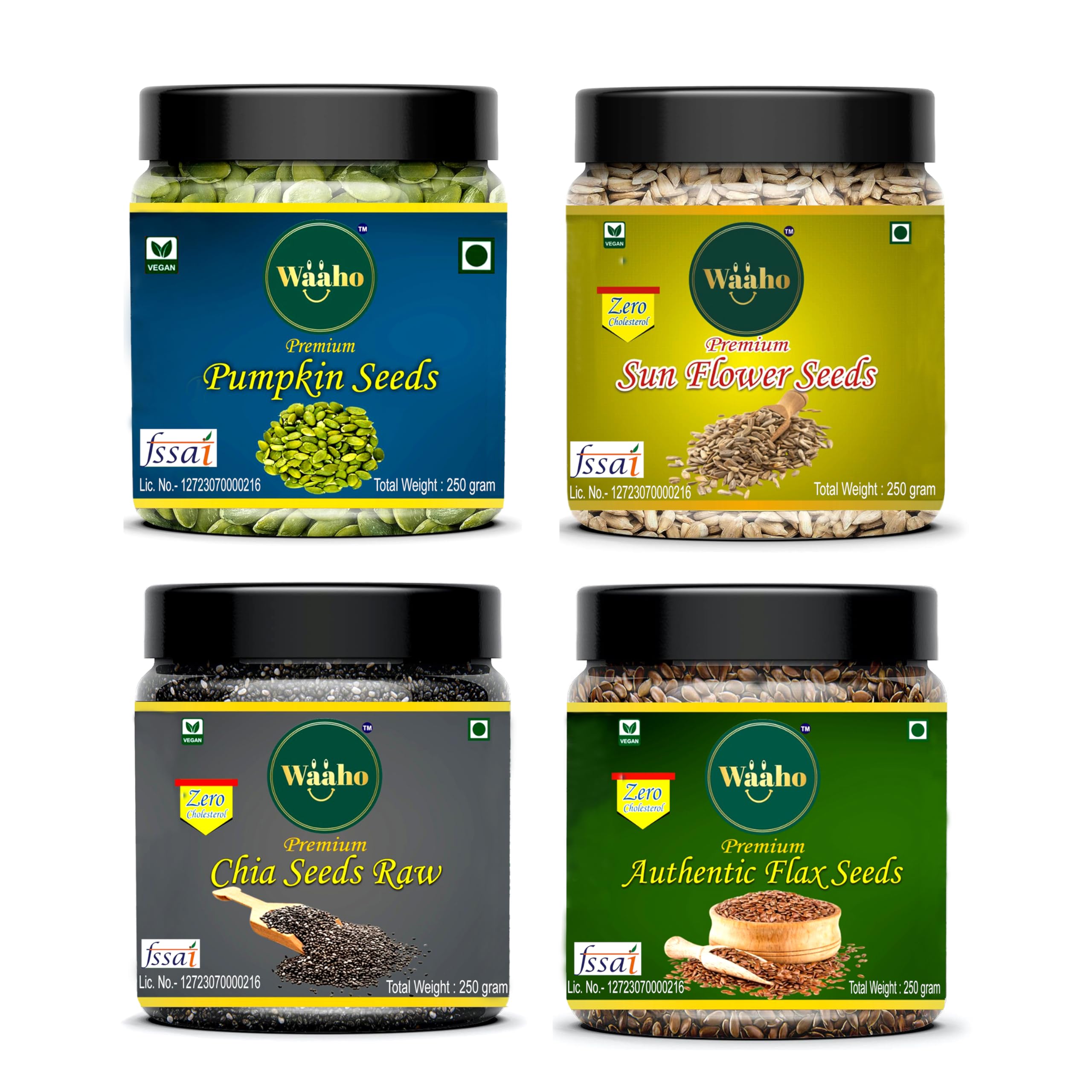 WAAHO Combo Pack Seeds Chia, Pumpkin, Sunflower, Flax (250X4) Pack Of 1Kg (B0CX98RN75) Amazon Price History, Amazon Price Tracker