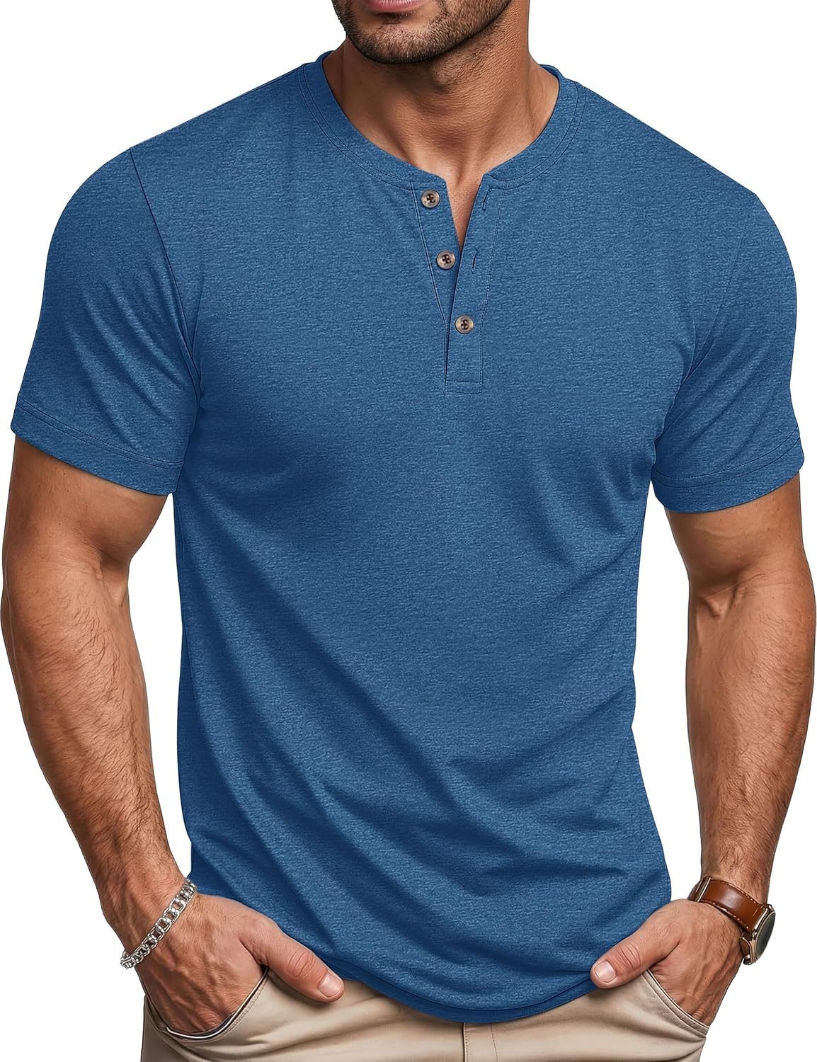 MAGCOMSEN Men's Henley Short Sleeve Shirt Moisture Wicking Lightweight Cotton T-Shirts Casual Summer Basic Tee Shirt