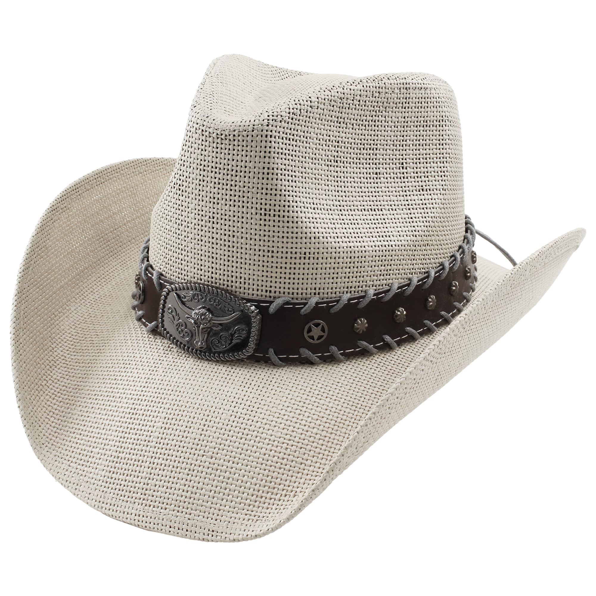 Sombrero Vaquero de Paja Fuerte Diseño Estampado Americano, Gorro Vaquero Cowboy Western del Oeste, Disfraz Carnaval Halloween Hombre Mujer Talla Única 58-59cm
