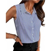 HOTOUCH Sleeveless Shirts for Women Button Down Blouse Business Casual V Neck Tank Tops