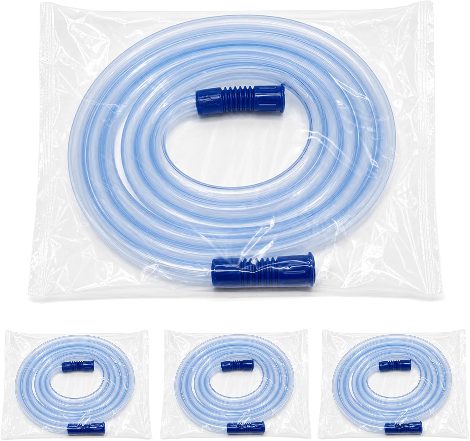 Suction Connection Tubing for 8,9,10mm Connector, 6.5 ft | Soft PVC Replacement Hose, Individually Packaged, 4 Pack