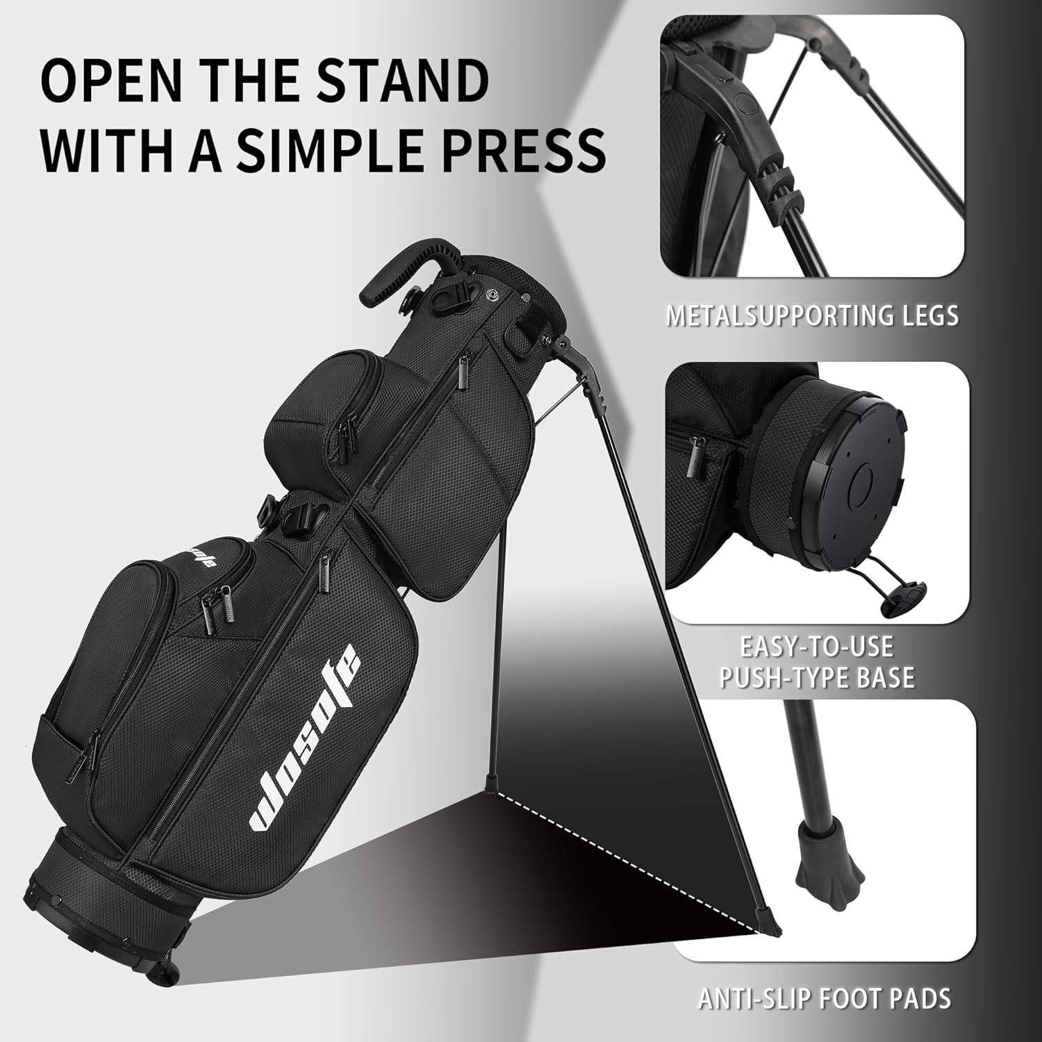 Lightweight Golf Stand Bag - 3-Way Dividers, Fits 5-9 Clubs - Small Sunday Bag for Men & Women, Par 3, Driving Range & Executive Courses - Waterproof, Dual Straps & Rain Cover Included