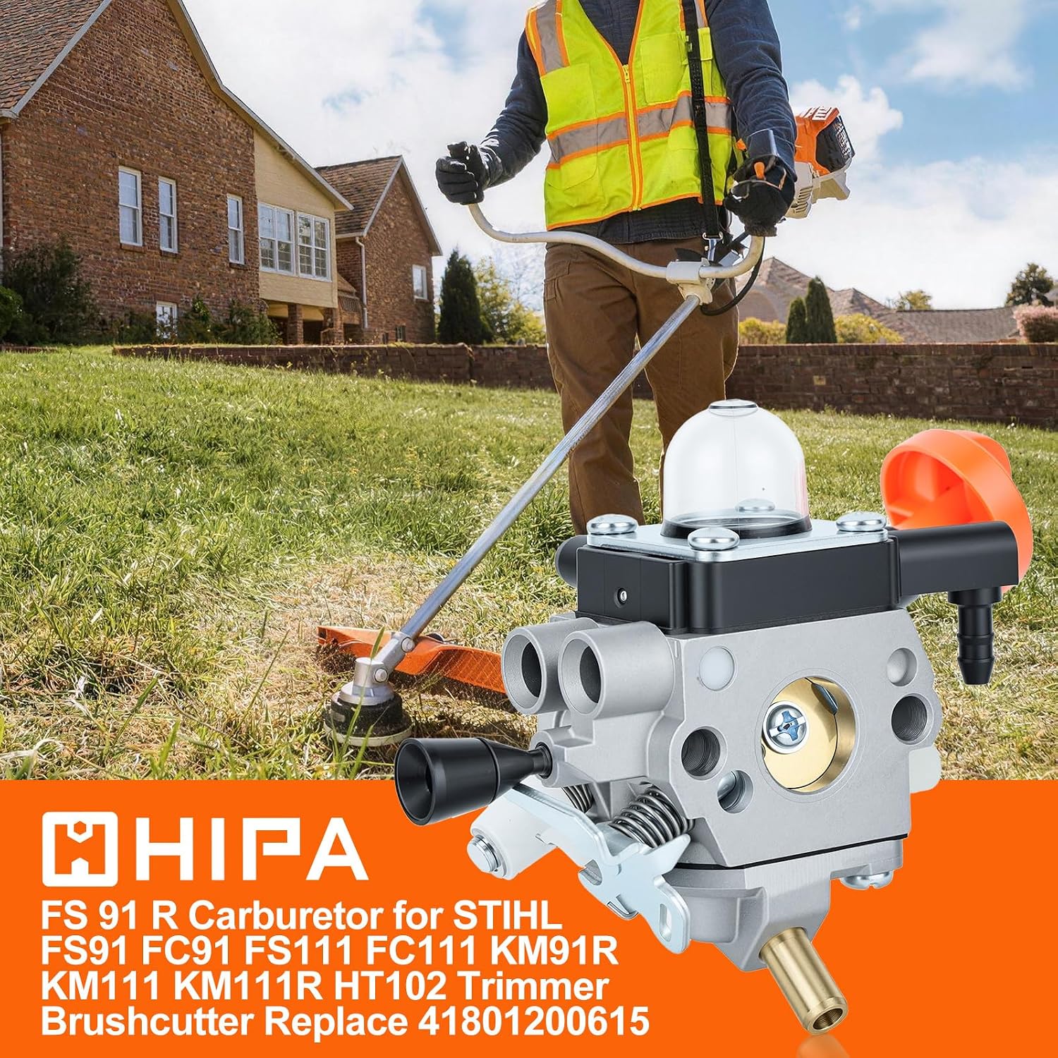 Hipa FS 91 R Carburetor Compatible with STIHL FS91 FS91R FC91 FS111 FC111 KM91R KM111 KM111R HT102 Trimmer Brushcutter Replace 4180 120 0615
