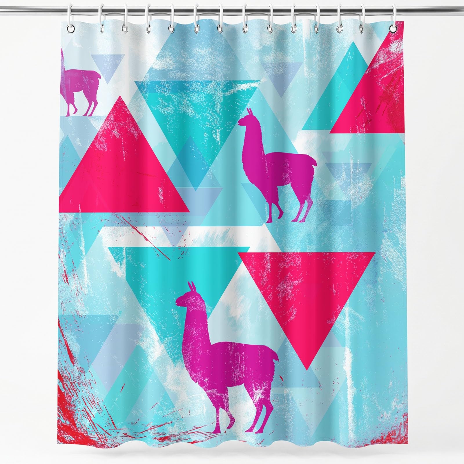 Rideau de douche imperméable anti éclaboussures motif alpaga géométrique 120 x 180 cm