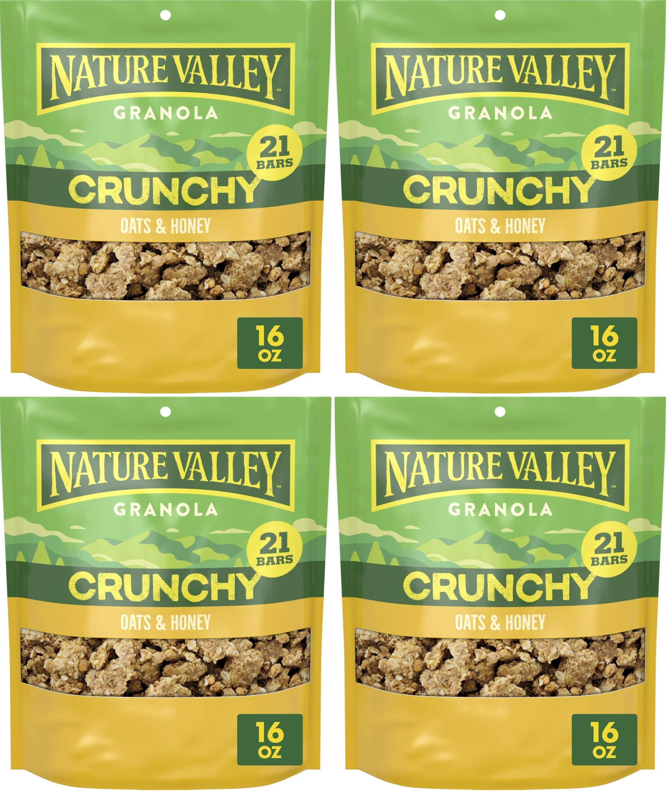 Oats & Honey Big & Crunchy Granola Breakfast Cereal, 16 oz (Pack of 4)