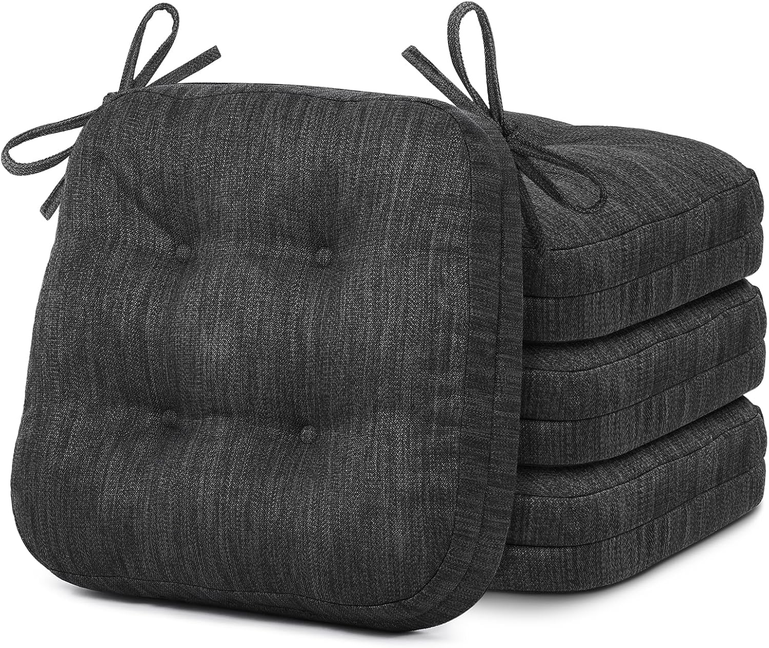 Shinnwa Dining Chair Cushions Set of 4, Dual-Layer Memory Foam Kitchen Chair Cushions, Patented Design Seat Pads with Ties, 16.5 x 16.5 x 3.5in, 4 Pack, Beige