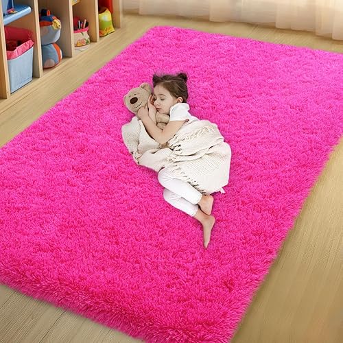 Miniatura 19 de Alfombras de área de 6 x 9 pies para sala de estar, alfombra azul grande y esponjosa para dormitorio, alfombras suaves y peludas para dormitorio de