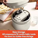 bella 3.5 Qt Hand Blender & Stand Mixer, 2 in 1 Electric Mixer with Bowl, Dough Hook, Whisk & Egg Beater, Multifunctional Handheld Blender & Mixer for Baking, 200 Watt, Oatmilk