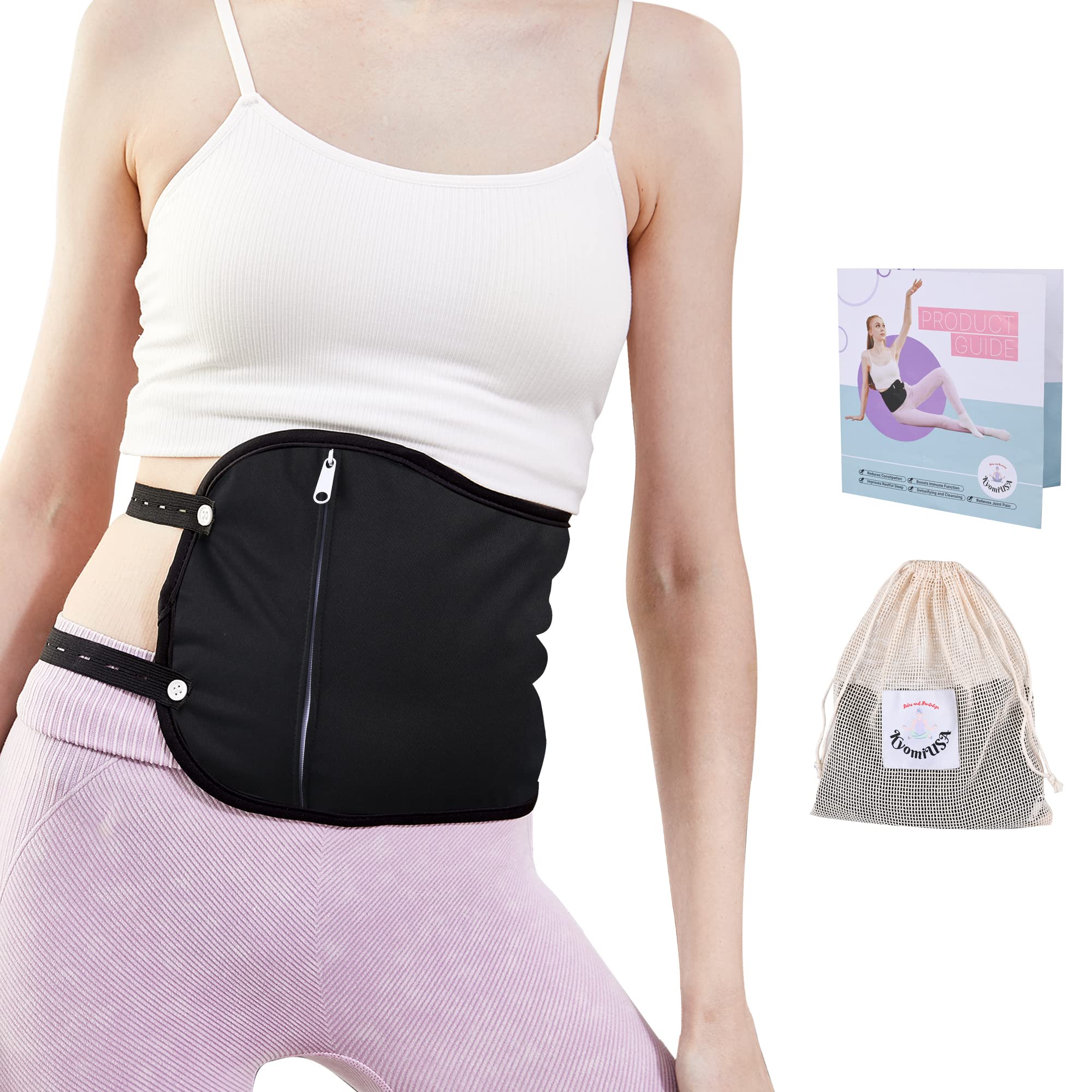 Photo 1 of 4 Layer Castor Oil Pack Wrap with Absorbent Natural Materials - All-In-One Castor Oil Packs - Reusable Machine Washable Castor Oil Pack Kit - Castor Oil Pack Compress with Adjustable Elastic Strap Without hot water bottle