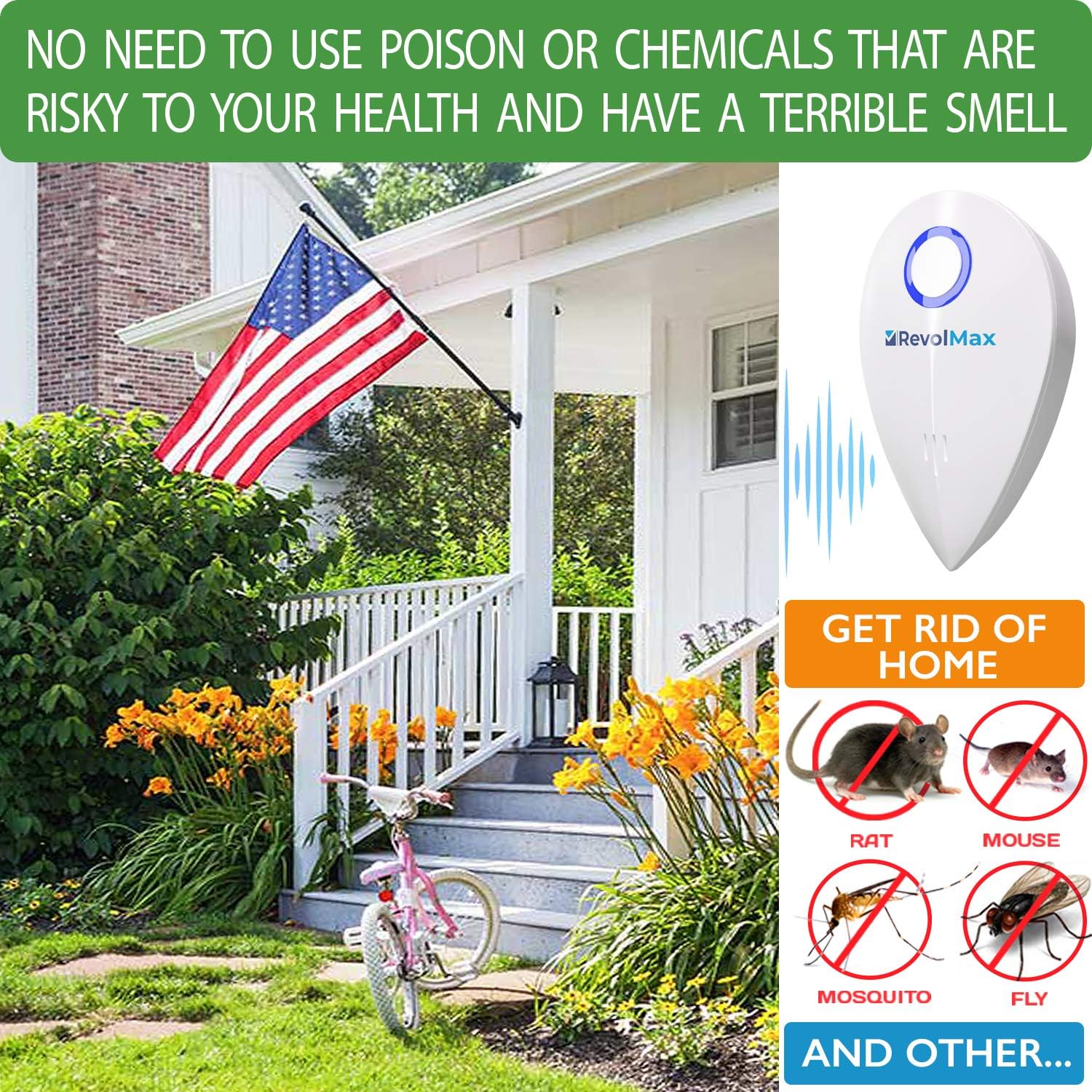 RX-4 (2Pack) Ultrasonic Pest Repeller Wall Plug-in, Most Effective Than Repellents - Get Rid of - Rodents, Squirrels, Mice, Rats, Bats, Roaches, Ants, Spiders, Bed Bugs, Мosquito, Insects, Fleas, etc! : Patio, Lawn & Garden