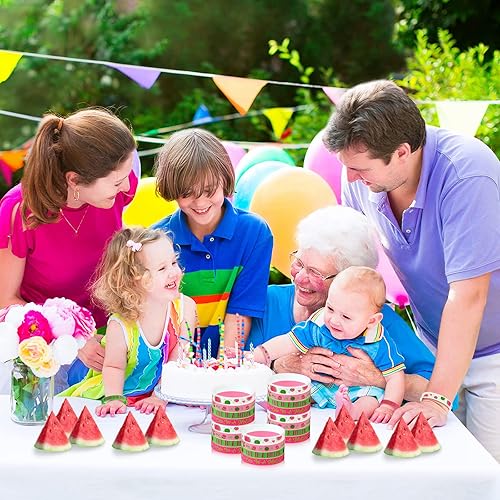 Miniatura 6 de Capoda 24 piezas de decoraciones de fiesta One In a Melon, pulseras de silicona para el primer cumpleaños con temática de sandía, para fiesta de