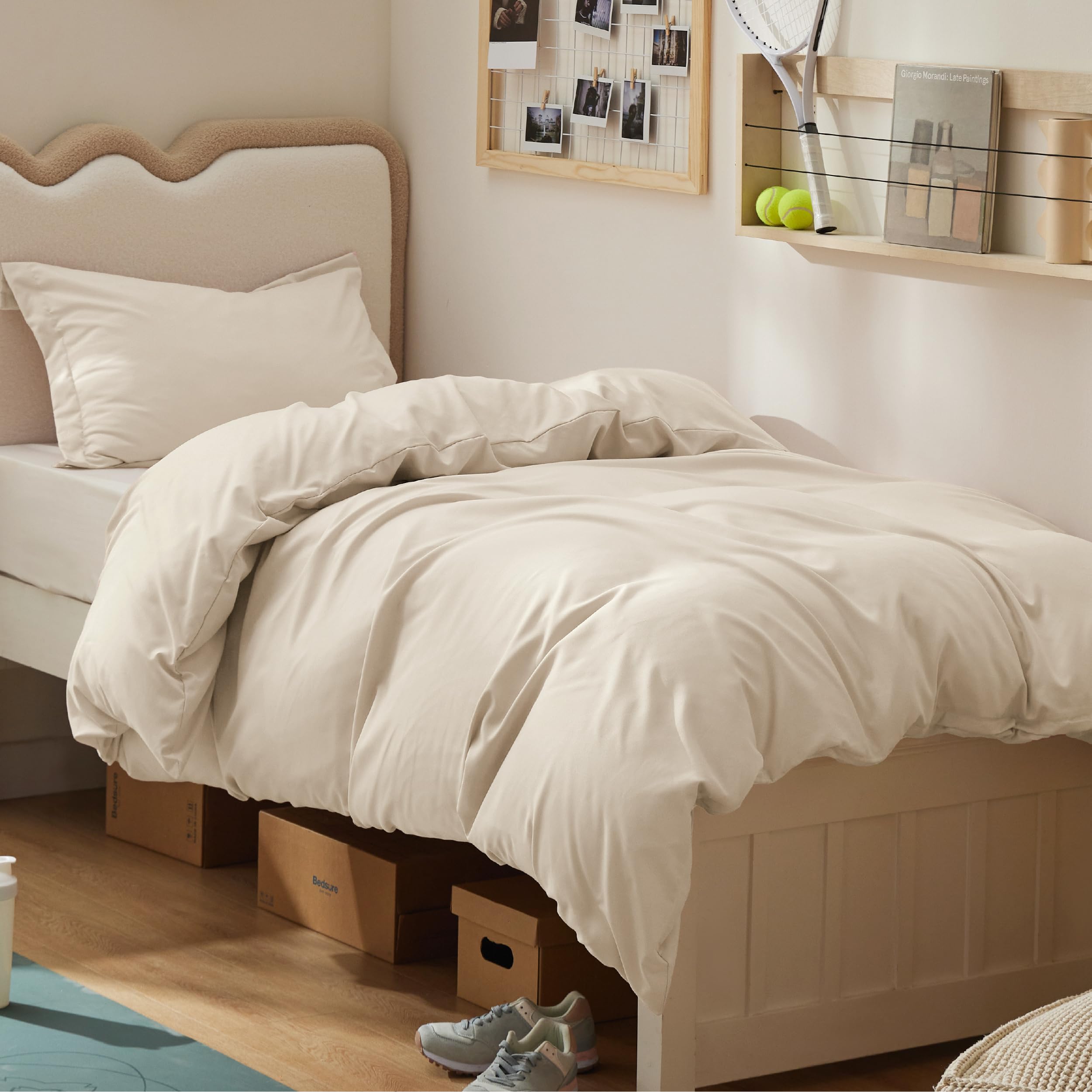 Bedsure Twin/Twin XL Duvet Cover, Soft Double Brushed Bedding Set, Beige