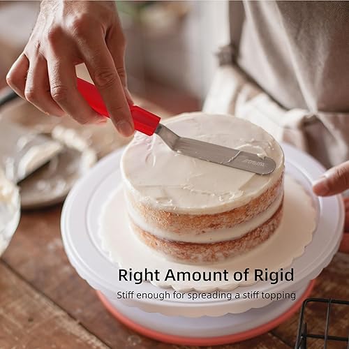 Miniatura 7 de Juego de 4 espátulas de glaseado en ángulo de 6 8 pulgadas, para decoración de pasteles, color rojo