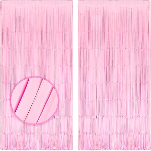 Miniatura 8 de MALANKU 2 cortinas de flecos de papel de aluminio de arcoíris pastel, decoraciones de fiesta para niños, 3.3 x 8.2 pies, telón de fondo de fotos de