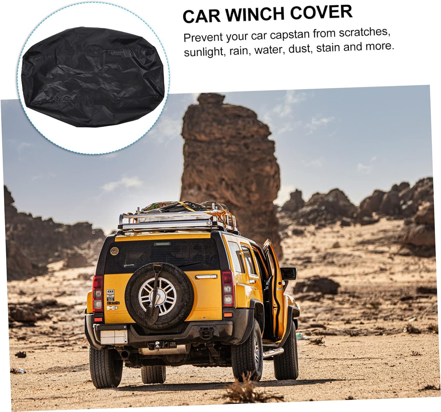600D Oxford Fabric Waterproof Auto Winch Cover Heavy Duty Dustproof Electric Winch Protector for SUVs Off-Road Vehicles and Outdoor Use
