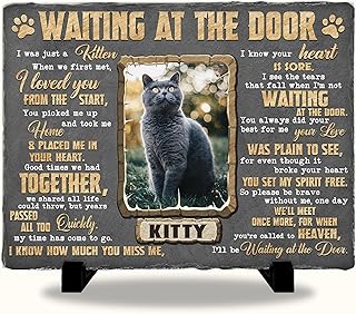 Waiting at The Door Pet Memorial Stone | Personalized Remembrance Gift for Dog or Cat Loss | Custom Pet Keepsake with Photo & Poem | Animal Memorial Stones Dog