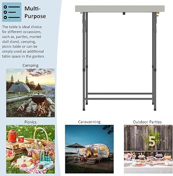 Home Vida Folding Table 4ft Heavy Duty Extra Strength Camping Buffet Wedding Market Garden Party Car Boot Stall Picnic Trestle Indoor Outdoor Foldaway