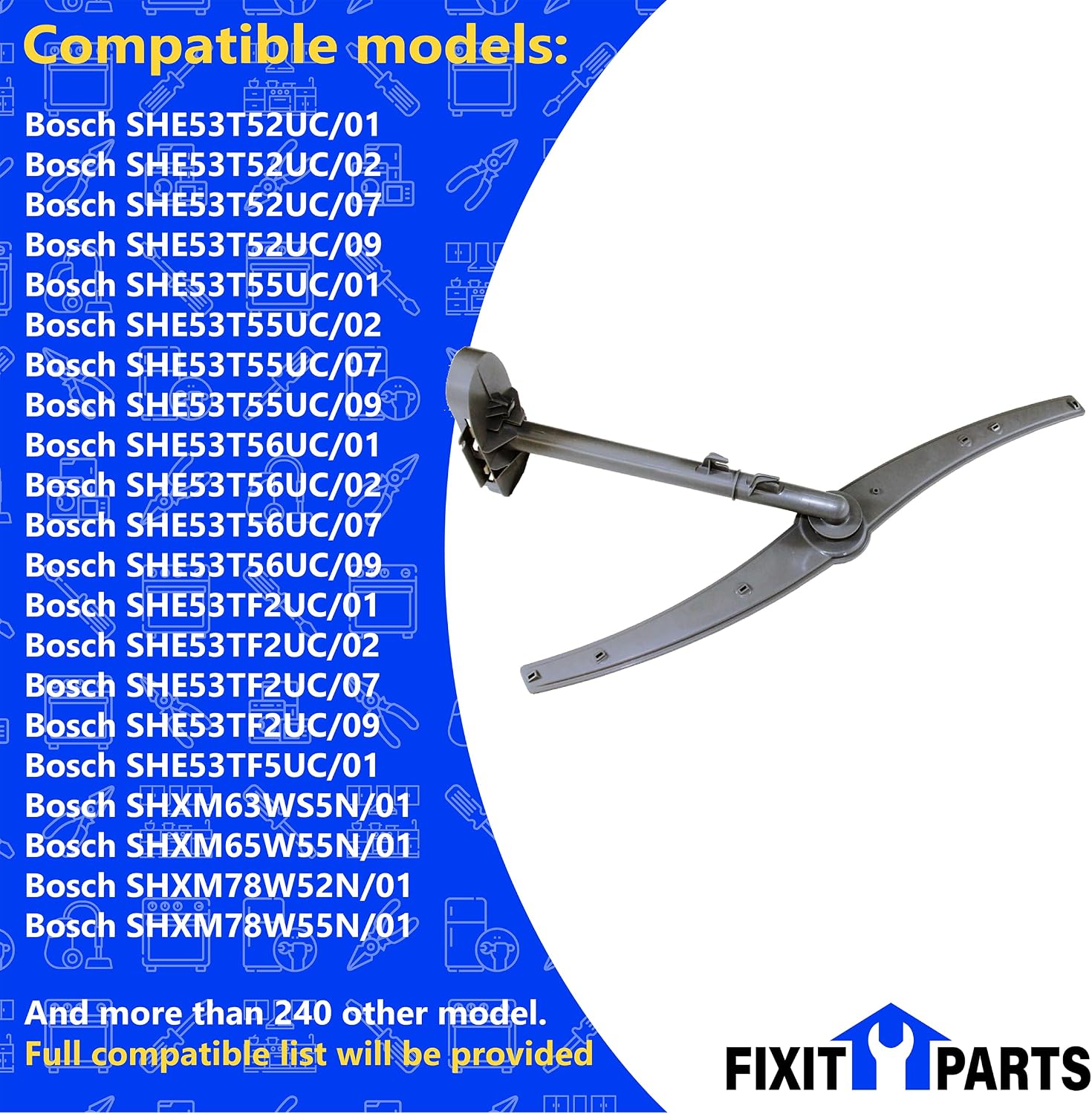 US-Based Supplier - 00745856 Genuine OEM Dishwasher Upper Spray Arm Assembly Replaces AP5691325, 745856 and Compatible With Bosch Thermador Dishwashers