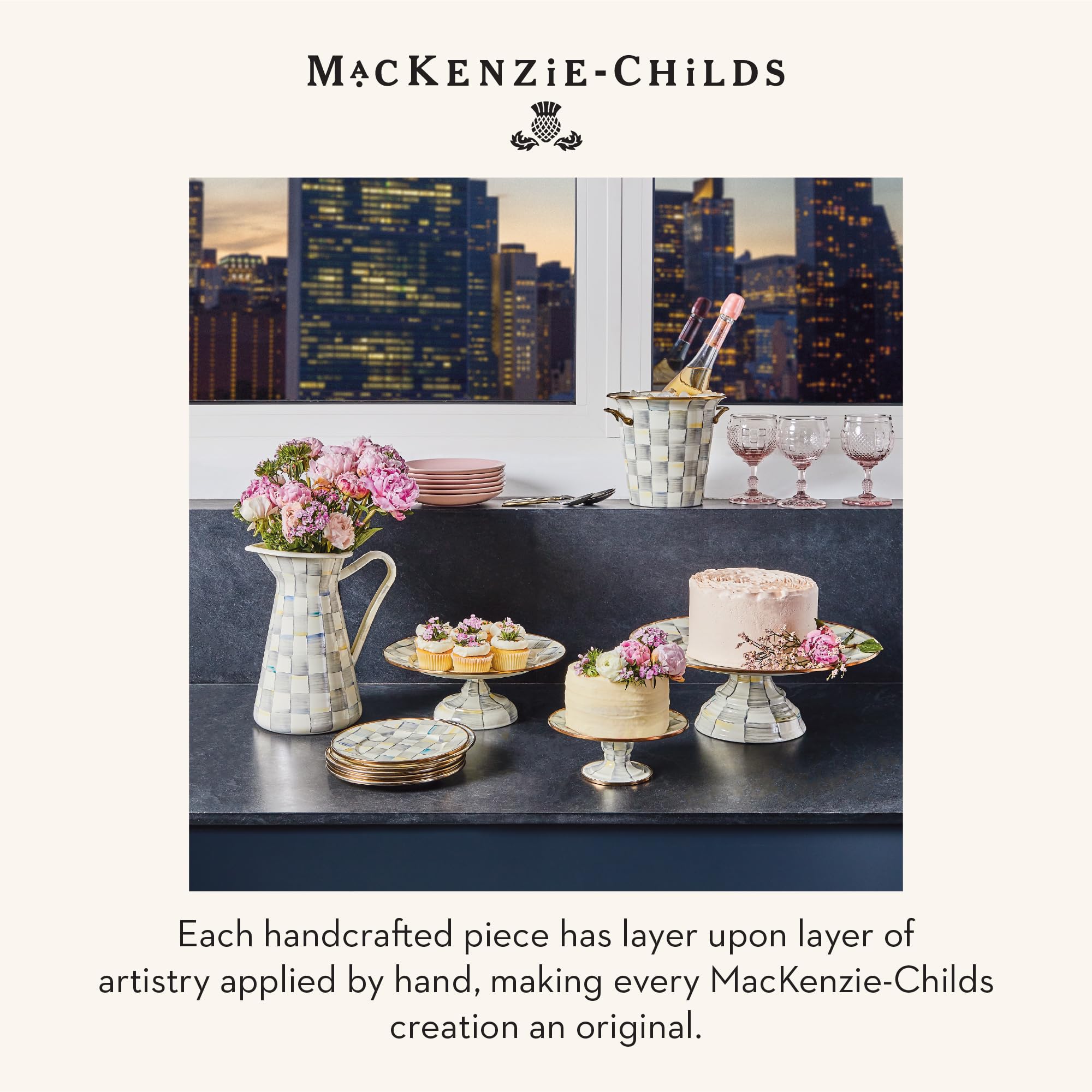 Amazon.com | MACKENZIE-CHILDS Enamel Pedestal Platter, Round Cake