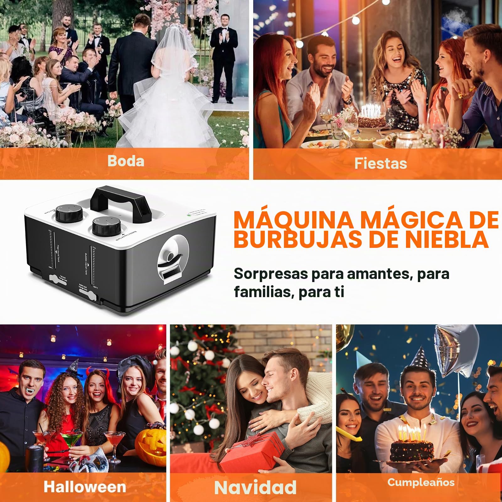Máquina de burbujas de humo de 350 W, máquina antisalpicaduras de burbujas para Halloween, Navidad, fiesta, boda, cumpleaños, fotografía