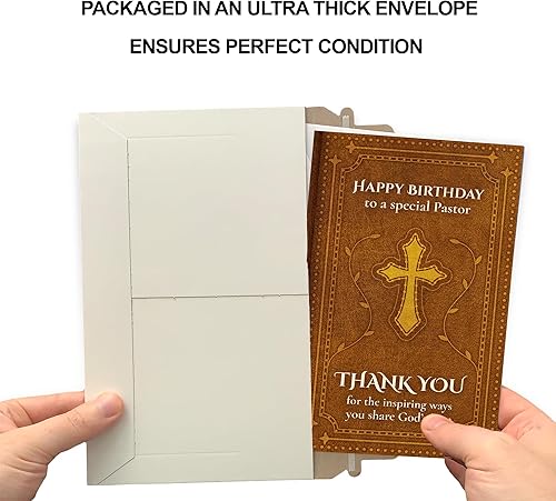 Miniatura 5 de Prime Greetings Tarjeta de cumpleaños religiosa para pastor, fabricada en Estados Unidos, ecológica, tarjeta gruesa con sobre de primera calidad de