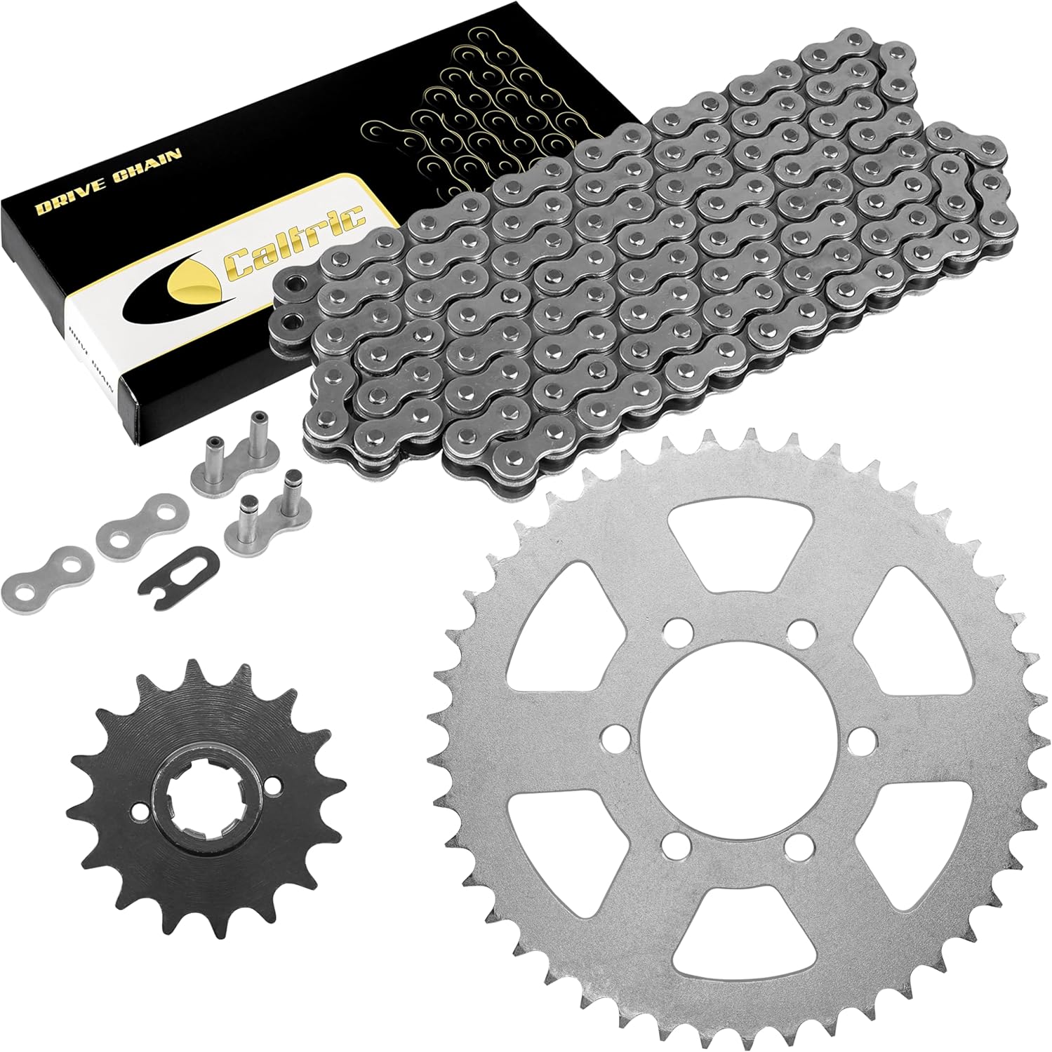 Caltric Drive Chain and Sprockets Kit Compatible with Yamaha XJ550 Maxim 1981-1983 / XJ550R Seca 1982 1983