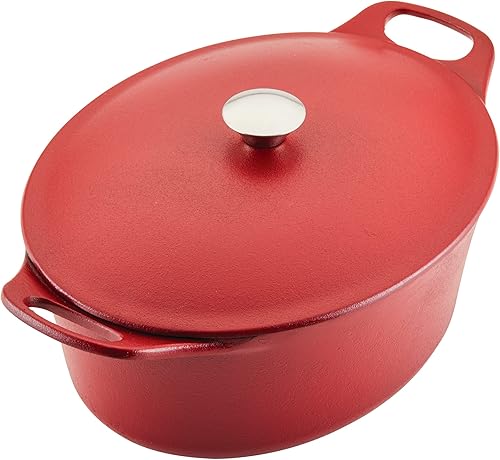 Miniatura 4 de Rachael Ray NITRO - Horno holandés de hierro fundido, 6.5 cuartos de galón, color rojo