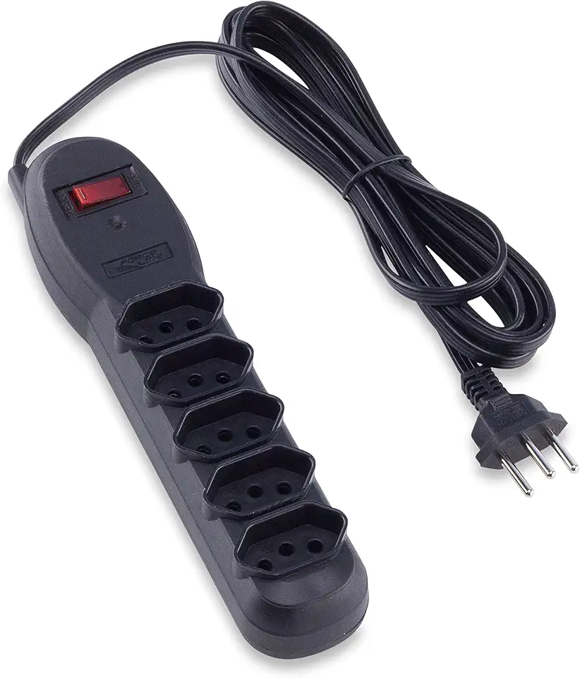 Filtro de Linha Slim com Disjuntor, Force Line, Acessórios para Computador, Preto