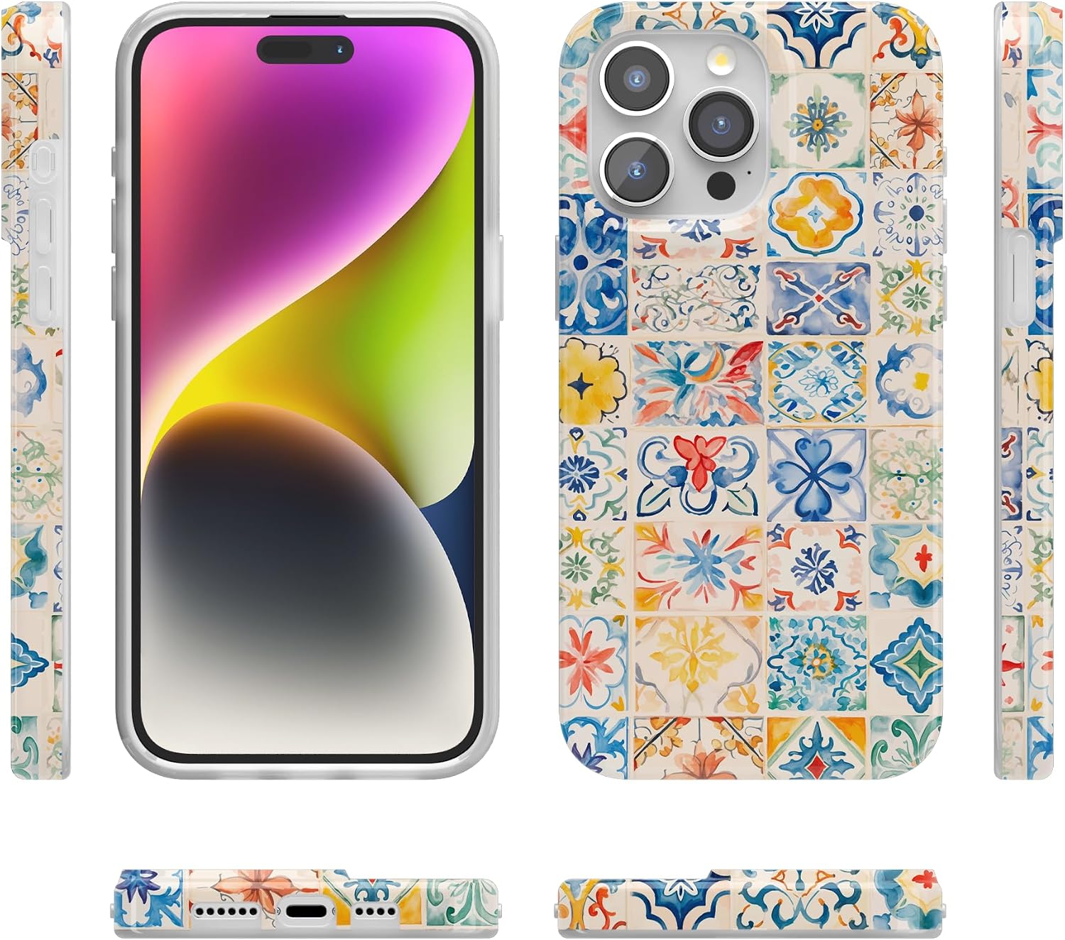 Casely iPhone 15 Pro Max Case | Tuscan Tiles | Dolce Vita | Compatible with MagSafe | Classic Ultra Slim Design