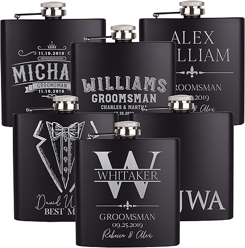 Juego de 6, regalos de padrinos de boda personalizados para bodas, 15 diseños diferentes, 2 cajas de regalo opcionales, frasco personalizado,