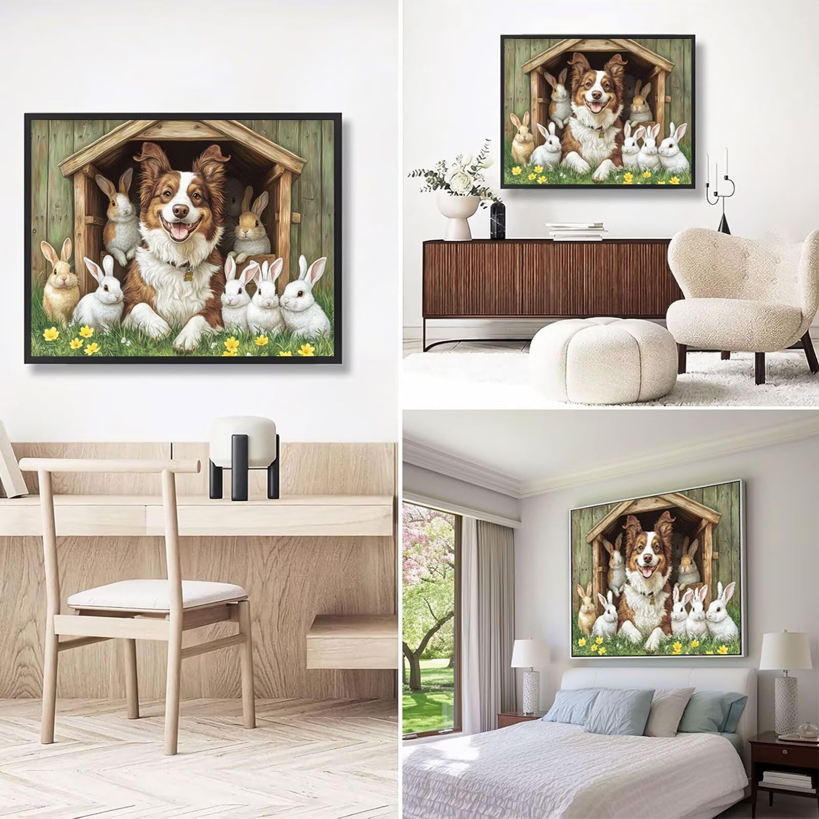 Dipingere con i Numeri Adulti Cane Dipingere con i Numeri Coniglio Paint by Numbers Hobby Creativi Adulti Fai Da Te Tela di Pittura a Olio Kit, Decorazioni Donna Regalo 60x80cm Senza Cornice Y3-247
