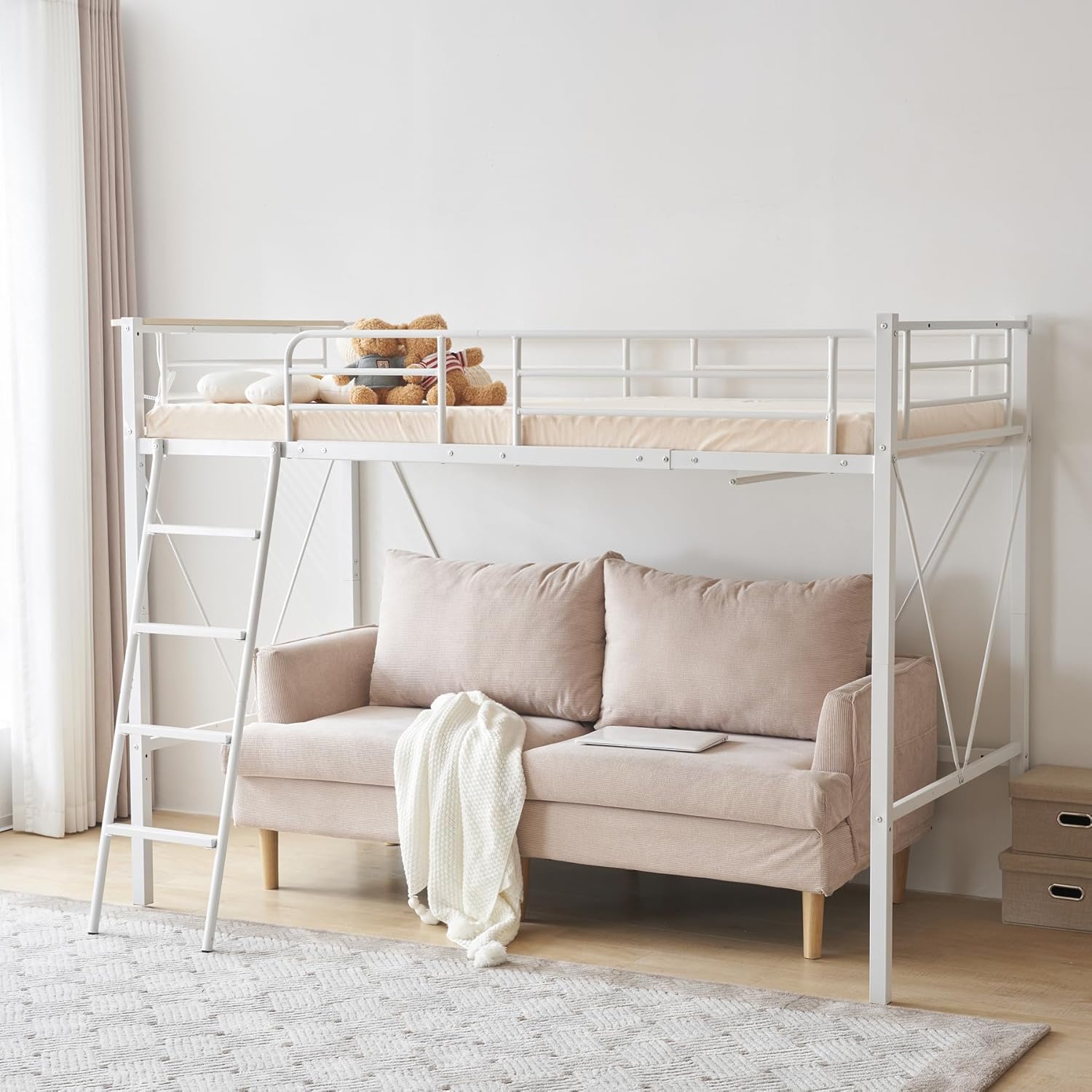 高さ140cm】ロフトベッド パイプベッド シングル 耐荷重150kg システム