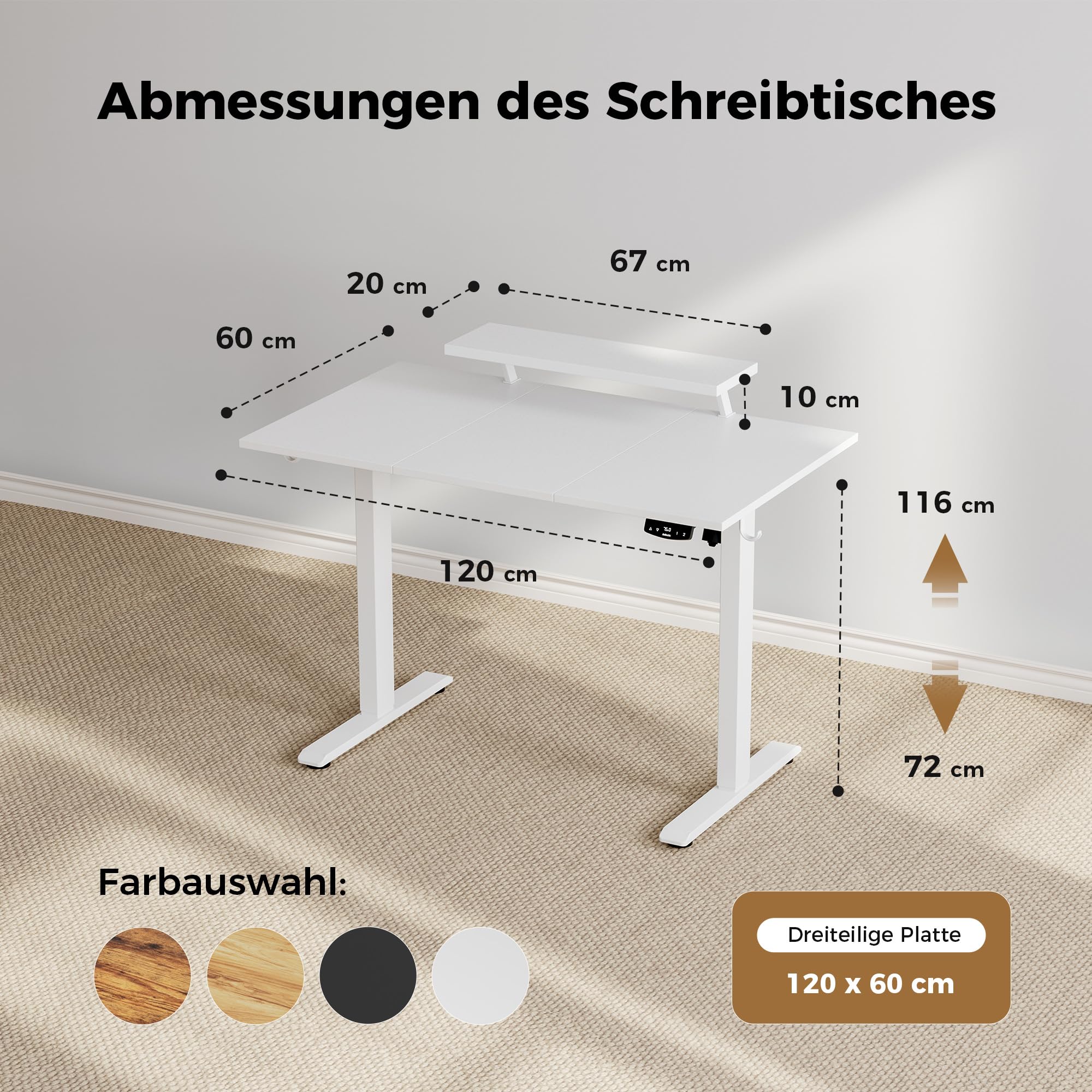 Agilestic Höhenverstellbarer Schreibtisch mit flexiblem Monitorständer