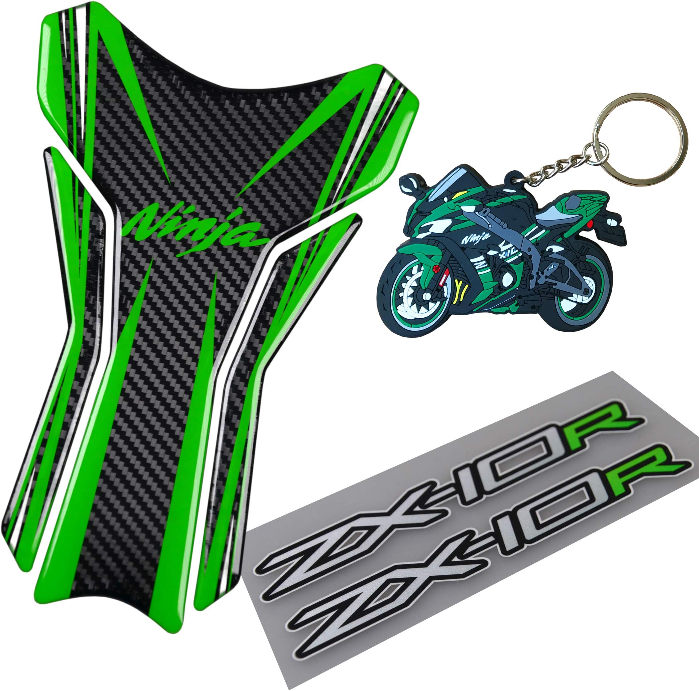 5D Carbon Fiber Motorcycle Green Logo Decal Vinyl Tank Protector Tank Pad For Kawasaki Ninja ZX10R ZX 10R ZX10 Z X 10 R Kawasaki zx10r keychain zx10r Reflective stickers (4pcs per set)