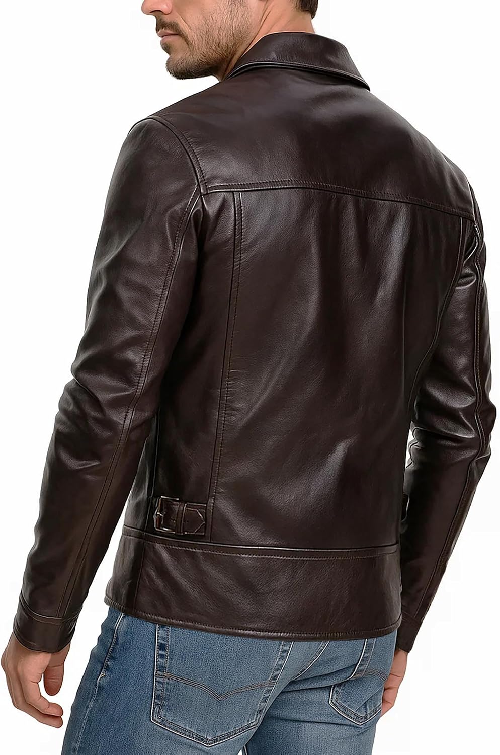 SpazeUp Cafe Racer Jacket Vintage Motorcycle Retro Moto Distressed Leather Jacket | Distressed Motorcycle Jacket Men