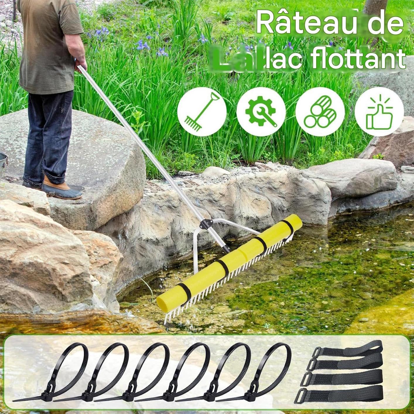 Rastrillo de Laguna Rastrillo Para Maleza De Lagos | Herramienta Flotante Para Eliminar Algas En Estanques Y Jardines
