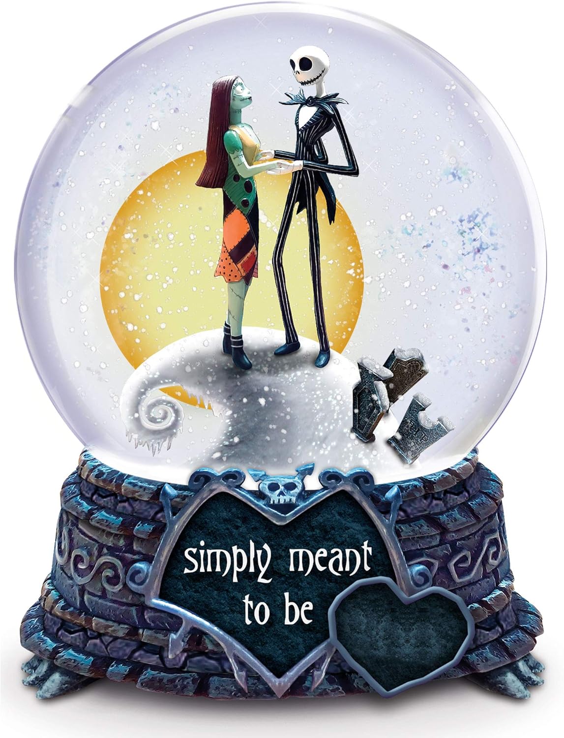 Bradford Exchange Nightmare Before Christmas Jack and Sally Meant to Be Musical Snow Globe