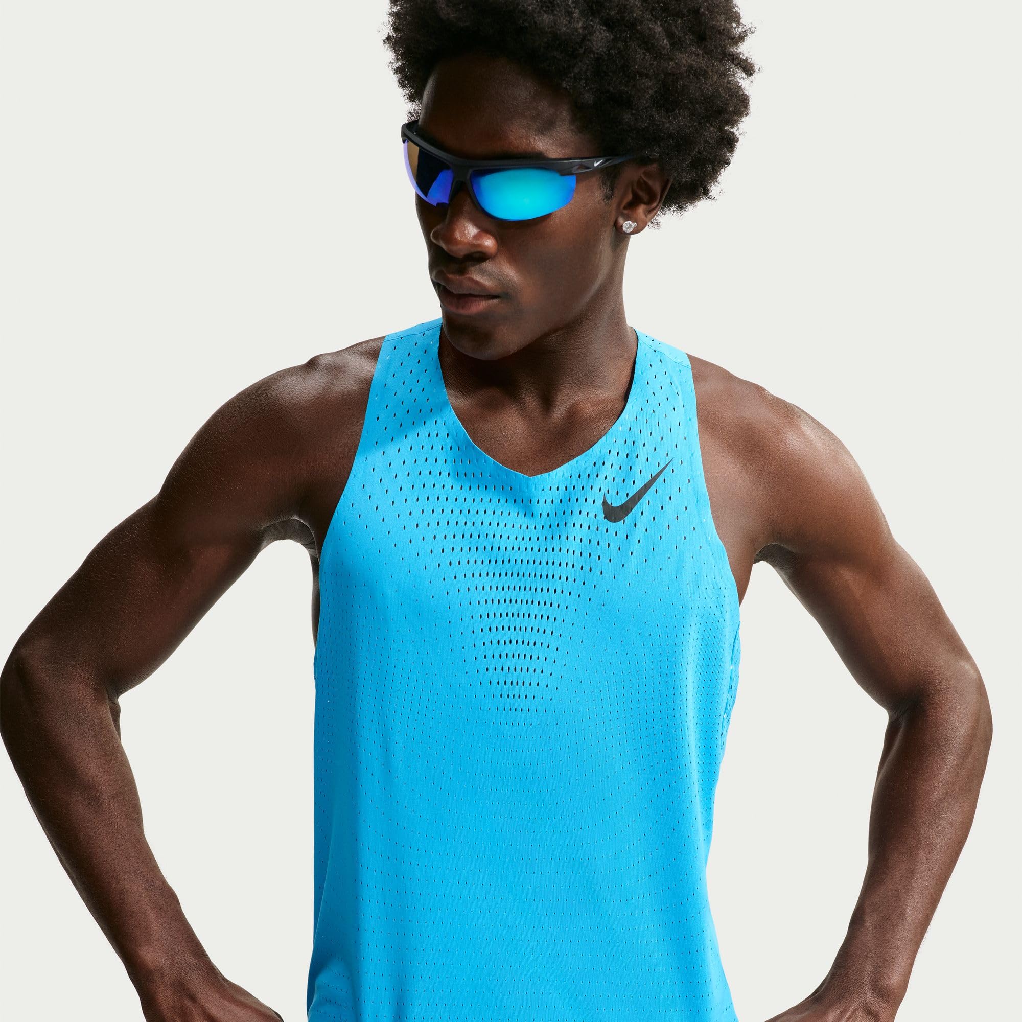 Nike Aeroswift Dri-Fit ADV-Lauf-Singlet Für Herren, Lt Current Blue/Black, FN4231-418, L