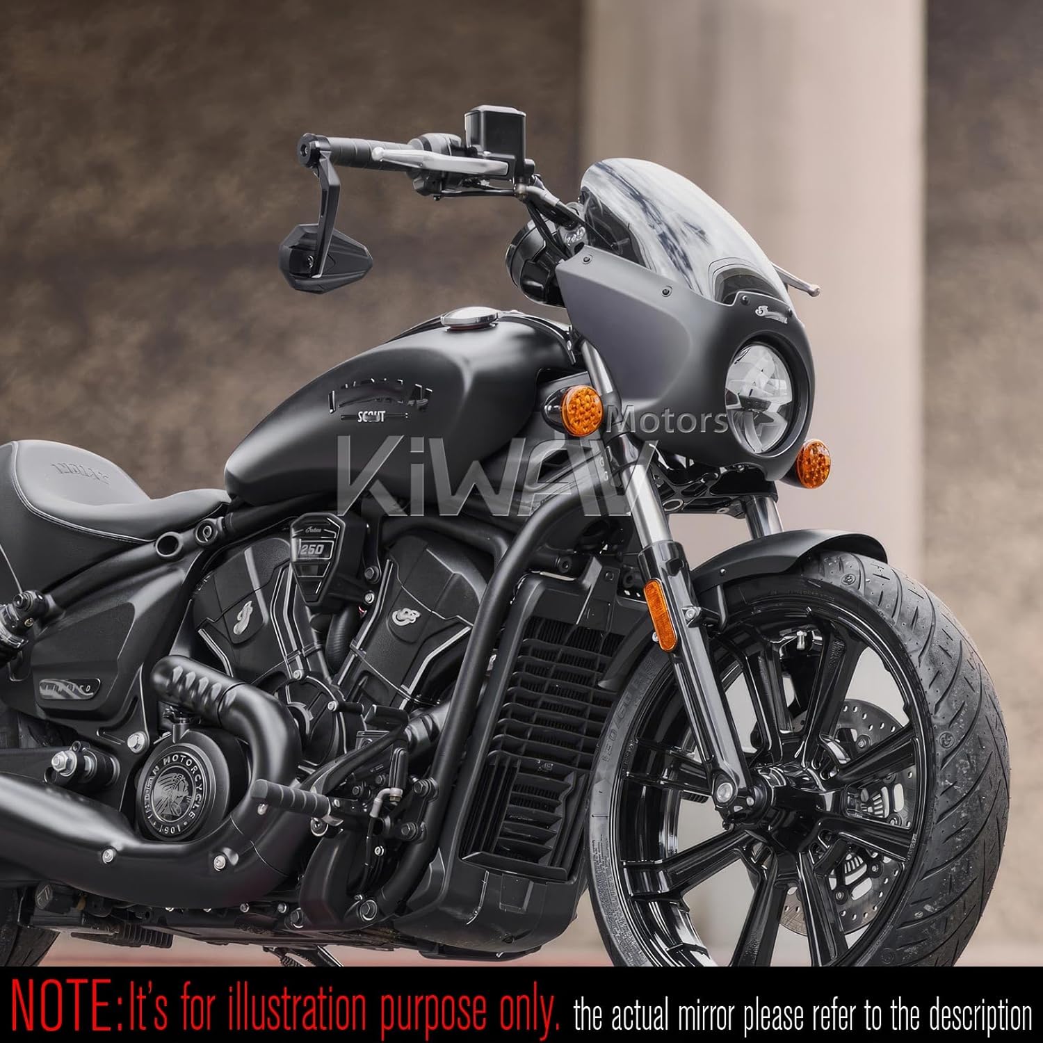 KiWAV 4Rizz Black Motorcycle Bar End Mirrors Compatible for Indian Specific Models with Hollow-ended Handlebar Sold as Pair