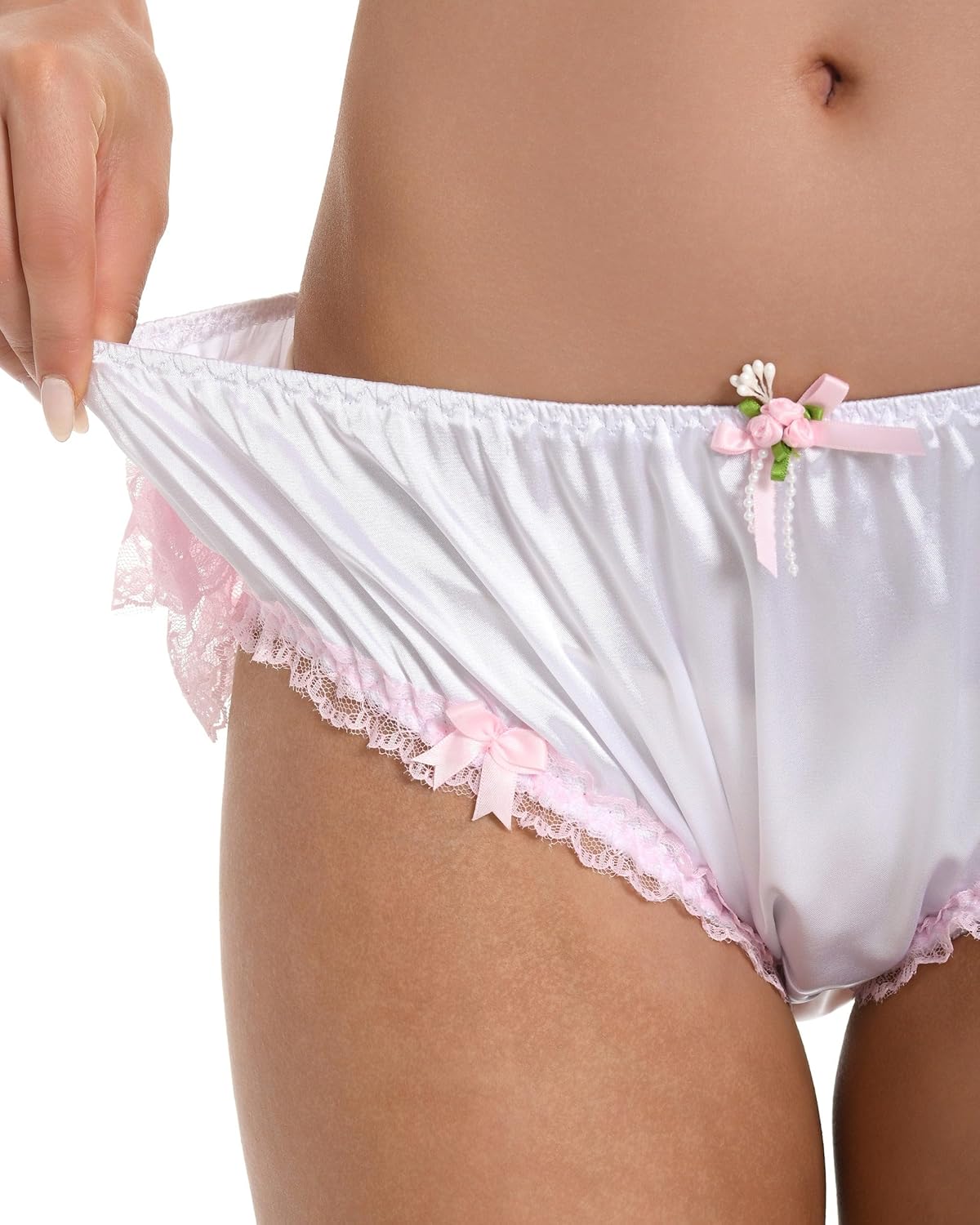 Satini Frilly Sissy Soft Lace Knickers Briefs Satin Panties - Image 4