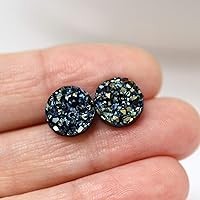 Vista 7 de Pendientes de imitación drusa en postes de plástico hipoalergénico de 0.394 in Púrpura