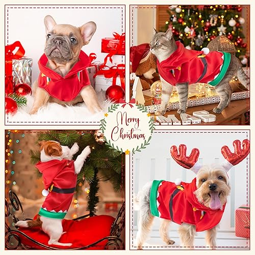 Miniatura 5 de Cat Dog Christmas Costumes Outfit Set with LED Lights Xmas Pets Clothes Suit with Hat Pet Christmas Santa Claus Suit Costume Cat Dog Outfit for