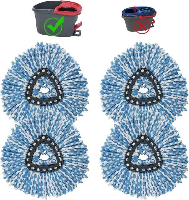 4 Pack Mop Head Replacement Compatiable with Ocedar EasyWring,Mop Refill Replace Head for EasyWring Spin Mop 1 Tank systerm - Microfiber, Easy to Replace,Deep Floor Cleaning and Machine Washable