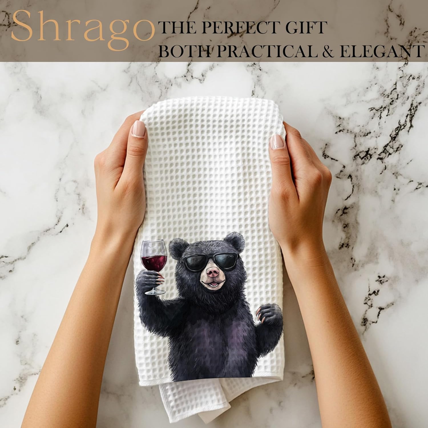 Funny Black Bear Wine Kitchen Towels, Bear Gifts for Women Men Dish Tea Towels for Kitchen Bar Cart, Gifts for Wine Lovers Decorative Hand Towel, 16x24 Inch - Image 7