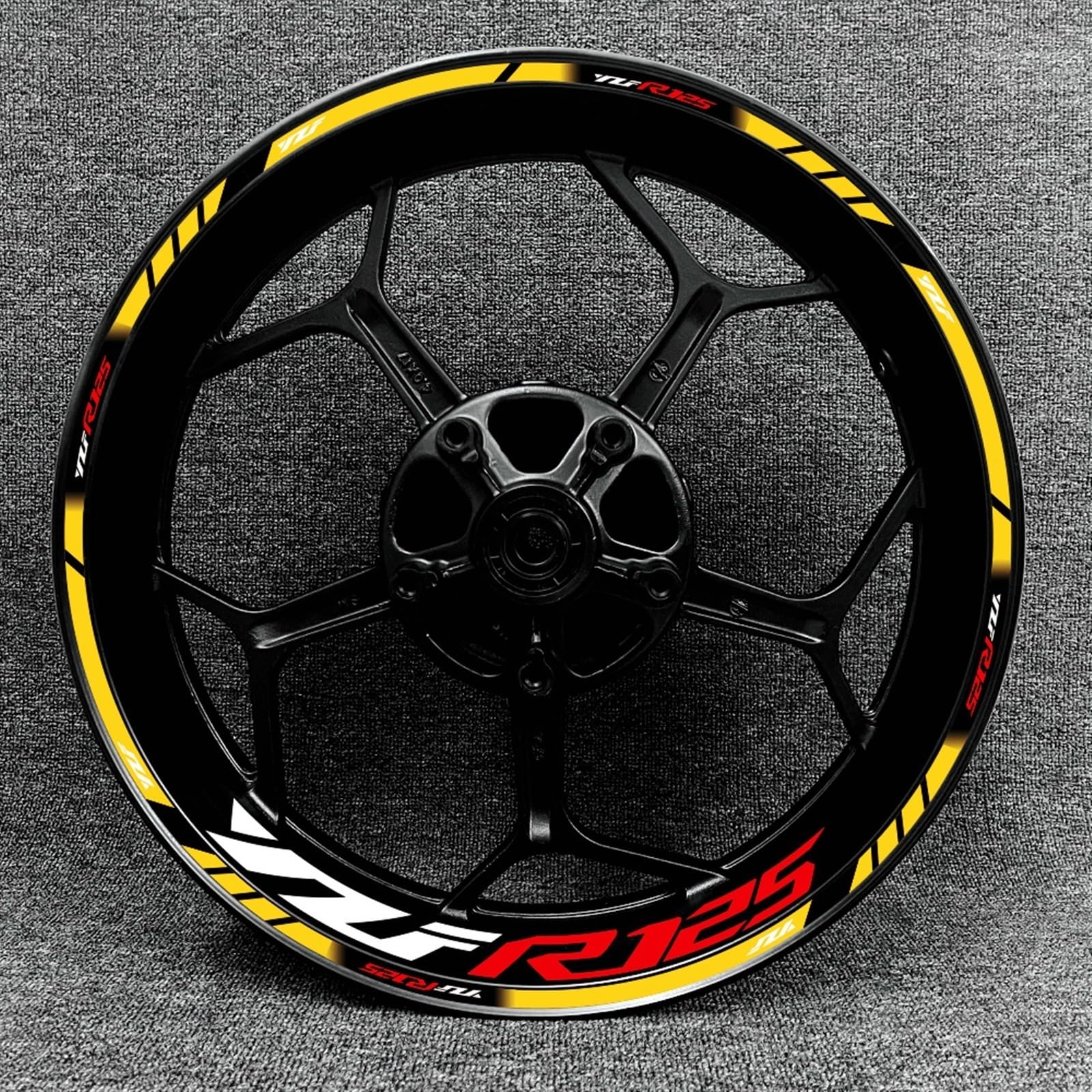Motorcycle Reflective Wheel Rim Stripe Sticker Front Rear Full Set Decal for Yamaha YZF R125 Decorative(Color6)
