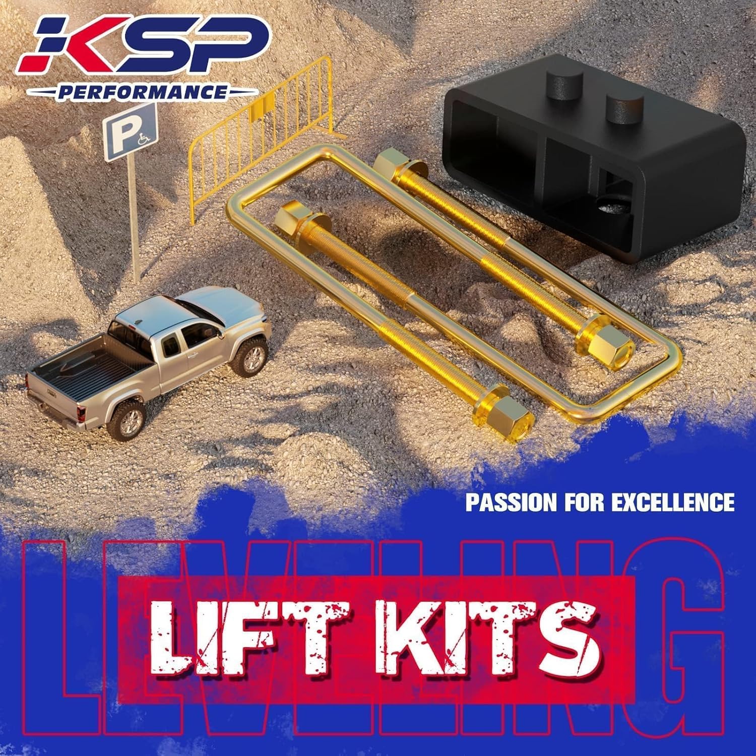 KSP 2" Lift Block for F150 2004-2020, 2inch Rear Leveling Lift Kit for Ford F150 with Extra Long Square U Bolts and Cross Block, Ford Rear Lift Kit Replace for Factory Blocks